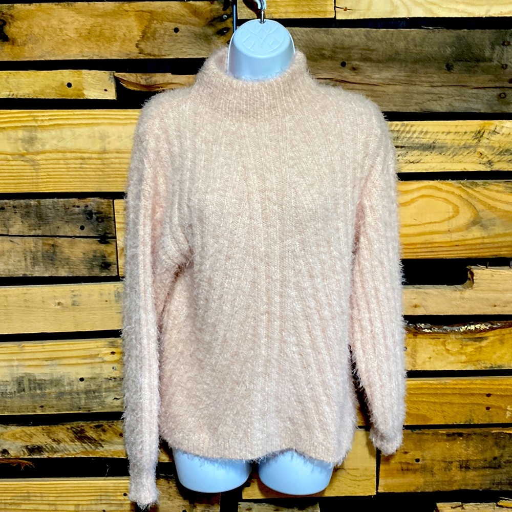 Miss Selfridge Eyelash‎ Cowlneck Soft Pink Sweater Size XS